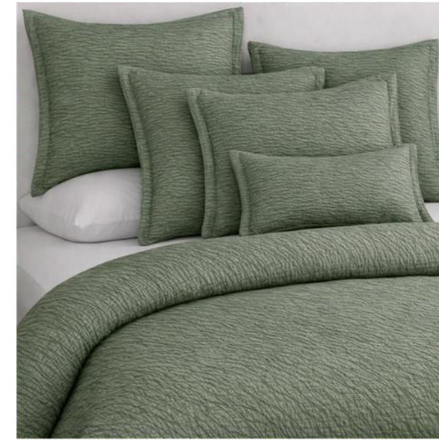 Sage green textured bedding